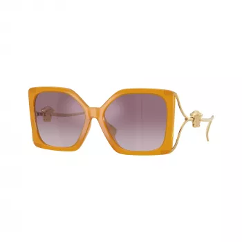 Versace VE4502U55376X Women's Cat-Eye Sunglasses, Transparent Pink Frame, Dark Grey Lenses, 58/16/130 mm