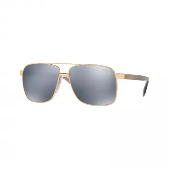Versace VE2174-1002Z3 Men's Aviator Sunglasses, Black Frame, Grey Mirrored Lenses, 59/13/145 mm