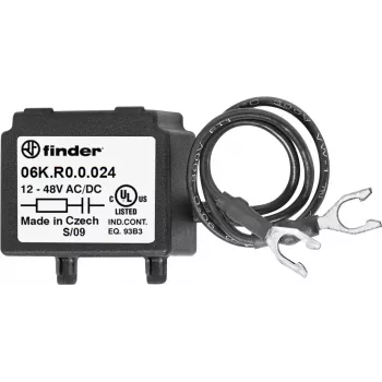 Finder 06K.R0.0.024 RC Suppressor Module for Relay Coils, 6-24V AC/DC, 100Ω + 0.1µF, Plug-In Module