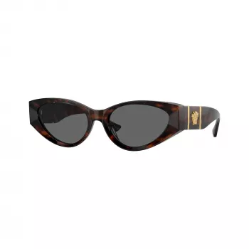 Versace VE4454-542987 Women's Cat-Eye Sunglasses, Havana/Dark Grey, 55mm