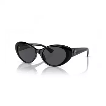 Versace VE4455U GB1/87 Women's Cat-Eye Sunglasses, Black Frame, Grey Lenses, 53-19-140 mm