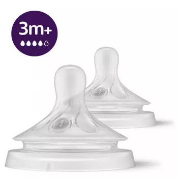 Philips Avent Natural Response Baby Bottle Teats, Fast Flow, 3m+, 2-Pack, Silicone, Transparent