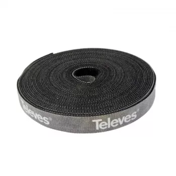 Televes KB 8 Hook and Loop Cable Tie Roll, 8 mm x 10 m, Black, Reusable 200101