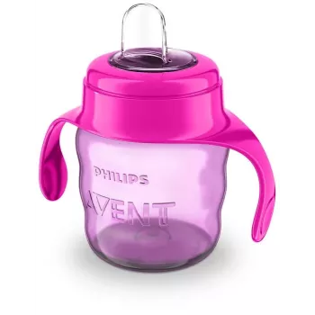 Philips AVENT Easy Sip Training Cup with Handles, 6M+, 200 ml, Silicone Spout, Pink