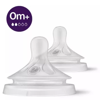 Philips Avent Natural Response Baby Bottle Teats, Slow Flow, 0M+, 2-Pack, Silicone