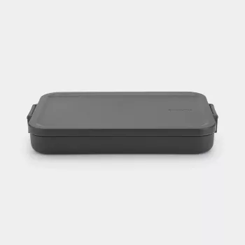 Brabantia Make & Take Flat Lunch Box, Dark Grey, 1.2 L, BPA-Free Plastic, Leak-Proof, Dishwasher-Safe