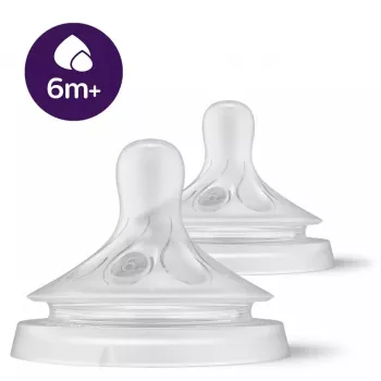 Philips AVENT Natural Response Silicone Baby Bottle Teats for Thick Feed, 6M+, 2 Pack
