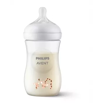 Philips Avent Natural Response Giraffe Baby Bottle 260 ml, Medium Flow Nipple, 1m+