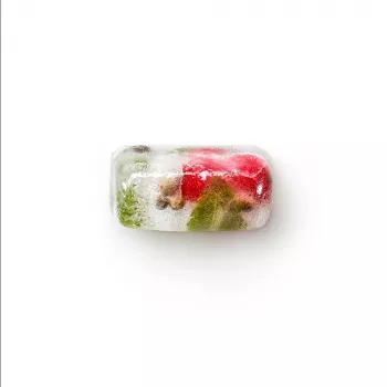 LEKUE Rectangular Ice Cube Tray with Lid, 14 Cubes, Red