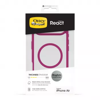 OtterBox React Series Back Cover for Apple iPhone Air – MagSafe Compatible – Rose Crystal (Pink/Clear) 77-98614