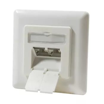 DSIT DC-Wall-In-STP6-I Flush-Mounted Cat. 6 Shielded Double RJ45 Outlet, Ivory