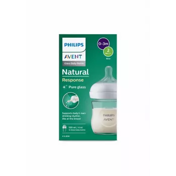 Philips Avent Natural Response Glass Baby Bottle 125 ml with Newborn Teat, 0m+