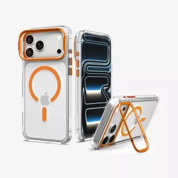 Spigen Ultra Hybrid Optik S MagSafe case for iPhone 17 Pro / 18 Pro - Transparent/Orange