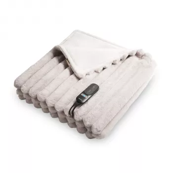 Duux Yentl Heated Blanket Striped Faux Rabbit Fur Grey 200x200 cm (DXOB02)