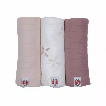 Lodger Swadler Solid Matcha Cotton Swaddle, Rose, 70x70 cm, 3 Pieces