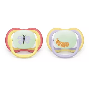 Philips AVENT Ultra Air Night Soothers 0-6 Months, 2-Pack, Glow in the Dark
