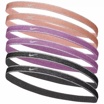 Nike Swoosh Sport Metallic Hair Ties 6-Pack – Peach, Pink, Grey
