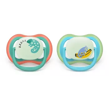 Philips Avent Ultra Air Night Soothers 6-18 Months, 2-Pack, Boy, Glow in the Dark