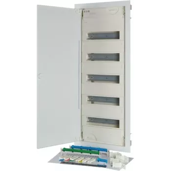 Eaton KLV-60UPP-F Flush-mounted Distribution Cabinet, 5-Row, 60 Module Units, White 302410