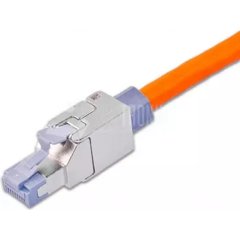 Wirewin WKS FK RJ45 KAT6A field-terminable RJ45 plug, Cat6A, shielded, tool-free, die-cast zinc, gold contacts, for 22-24 AWG, 6-9mm cable