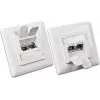 Wirewin DD-TRIO-C6 UP2 WS CAT6 Shielded Flush-Mount Data Outlet, 2-Port, LSA, Pure White RAL 9010