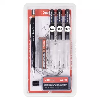 ARISTO mg1 pro College Ink Pen Set, 3 Pens 0.35 / 0.50 / 0.70 mm, 6-Piece (AR64311)
