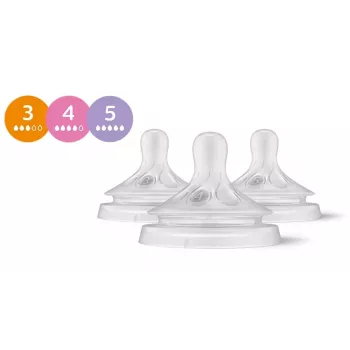 Philips Avent Natural Response Baby Bottle Silicone Teat Set (3-Pack, Flow 3, 1+ Months)