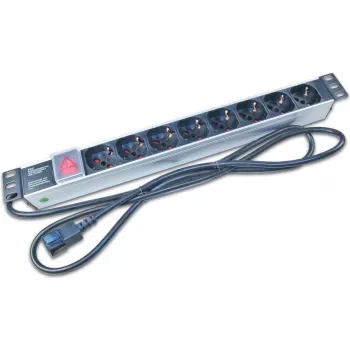 Wirewin NVL8 UPS 19-inch 1U Rackmount PDU with 8 Schuko Sockets, 16A, Black