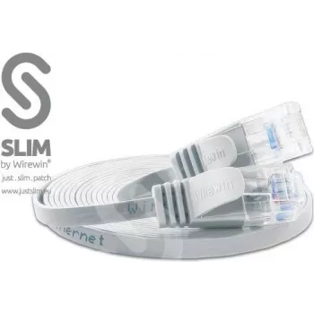 Wirewin Triotronik PKW-SLIM-KAT6 20.0 WS - 20m White Cat6 U/UTP Slim Ethernet Patch Cable, RJ45 Plug to Plug, Gigabit