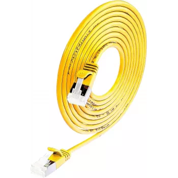 Wirewin Light Patch Cable Round U/FTP Cat 6a Yellow 0.1m Slim, Shielded, PoE, Flexible Thin Cable for Special Applications (PKW-LIGHT-STP-K6A 0.1 GE)