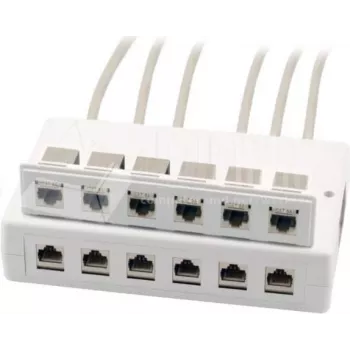 Wirewin 2x 6-Port Surface-Mounted Box for Keystone Modules, Grey, Plastic Keystone System (125460)