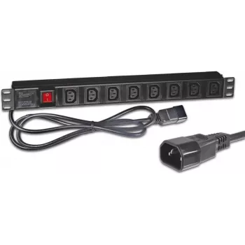 Wirewin NVL8 UPS Version 19-inch 1U Rackmount PDU, 8x IEC C13 Outputs, IEC C14 Input, 10A, 2300W, Black