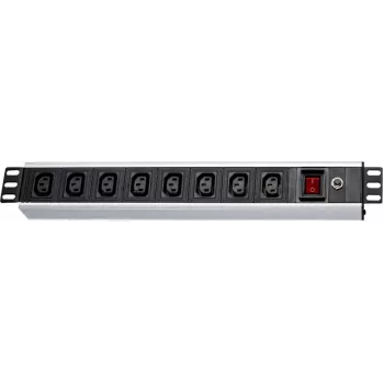 Wirewin NVL9 UPS Version 19 Inch 1U Rackmount PDU, 9x IEC C13 Outputs, IEC C14 Input, 10A, Black