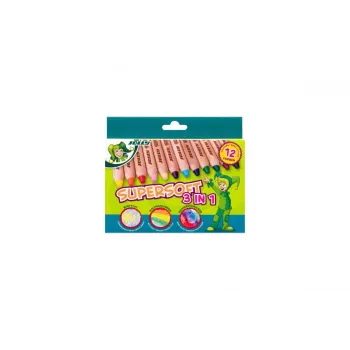 JOLLY Supersoft 3 in 1 Coloured Pencils, Various Colours, 12 Pieces (5956-0002)
