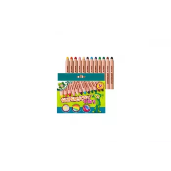JOLLY Supersoft 3 in 1 Coloured Pencils, Various Colours, 12 Pieces (5956-0002)