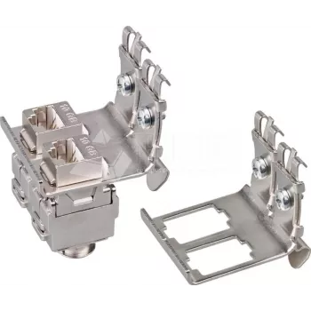 Wirewin DIN rail holder for 2 keystone sockets, metal keystone system (WKS DIN RAIL HOLDER 2)