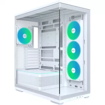 MONTECH TG3 PC Case, Tempered Glass x2, White