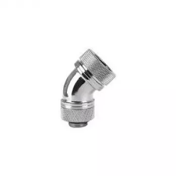 Thermaltake Pacific G1/4 PETG Tube 45-Degree Compression Fitting - Chrome-Plated Brass, 16mm OD