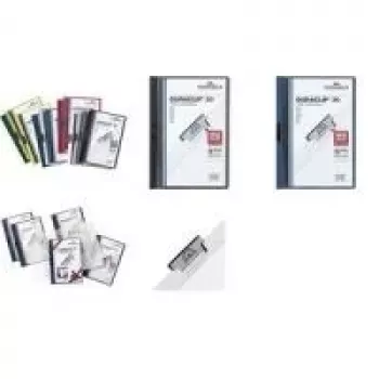 DURABLE DURACLIP ORIGINAL 30 A4 Clip Folder, Transparent Front, White Back, Metal Clip, 5-Pack (2227-02)