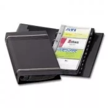 DURABLE VISIFIX 200 Business Card Ring Binder, 200 Cards, A-Z Index, Black 238558