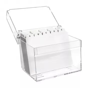 MAUL Acrylic Card Index Box A6, Crystal Clear incl. 100 Index Cards and A-Z Register (19528-05)