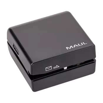 MAUL Electric Letter Opener, Battery-Powered, Black, Stainless Steel Cutting Wheels, Plastic Housing (75618-90)