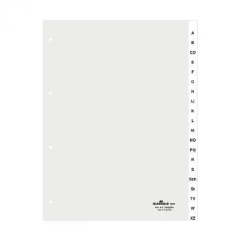 DURABLE A4 20-Part A-Z Register, Welded Tabs, 4-Hole Punching, 80mm Spacing, with Cover Sheet 680019