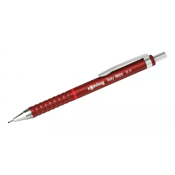 Rotring Tikky Retro Mechanical Pencil 0.5 mm Red Chrome-Plated Sleeve Rubber Grip Zone 2202568