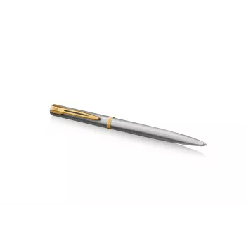 Waterman Impression Ballpoint Pen in Stainless Steel with Gold Fittings, Medium Blue, Gift Box 2225495