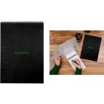 RHODIA GreenPad Spiral Notebook A4+ ruled Black 90g/m² 80 Sheets 119927C