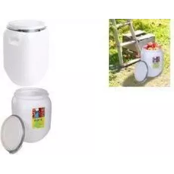 EDA 50L White Plastic Storage Drum with Lid 010559 NA
