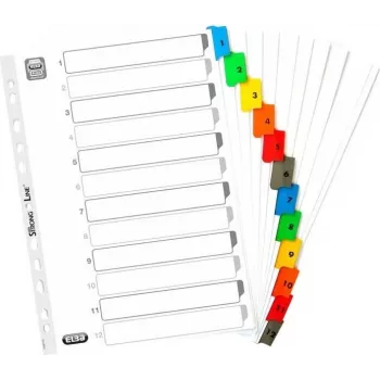 ELBA Mylar Card Index, Numerical 1-12, A4, Various Colours, 12-Part (M568587)