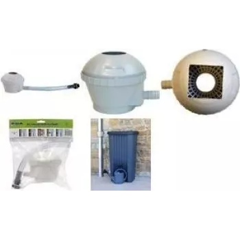 EDA Rainwater Collector Set for Rain Barrels, Grey, with Filter and Overflow Stop, 1 Piece (010916 G SX10)