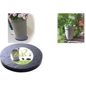 EDA Plant Trolley with 5 Multi-Directional Wheels, Stone Effect, Anthracite Grey, 30 cm Diameter, 60 kg Load Capacity (010940 G. ARD C)